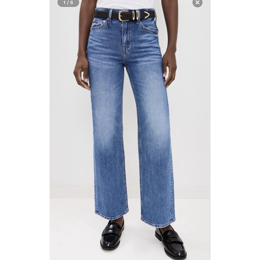 AYR The Secret Sauce Wide Leg Jeans Women Sz 31 Medium Wash Blue High Rise GUC